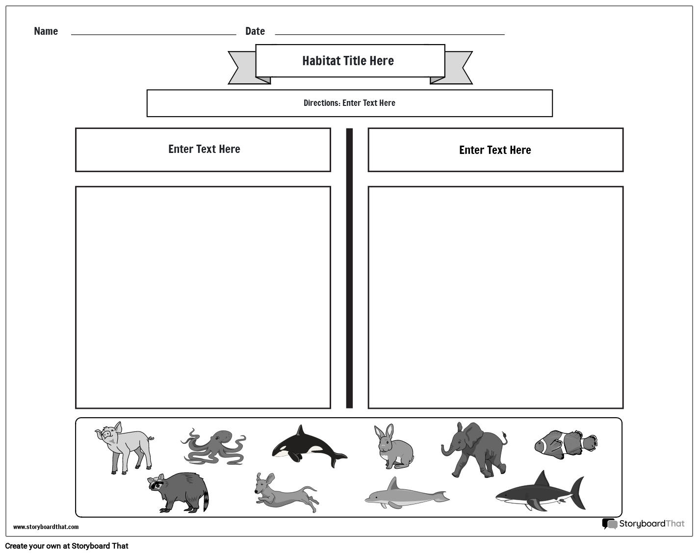 Storyboard That Free Animal Habitat Worksheets