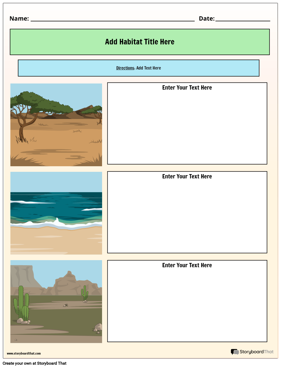 Printable Animal Habitats Worksheets