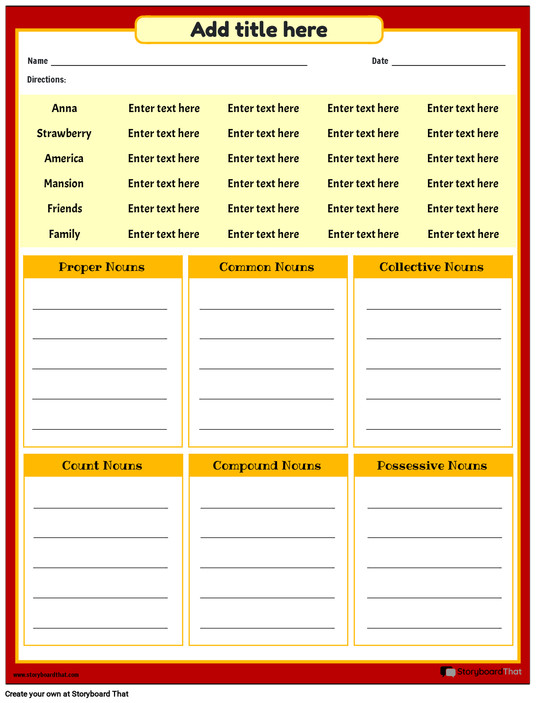 Free Printable Noun Worksheets