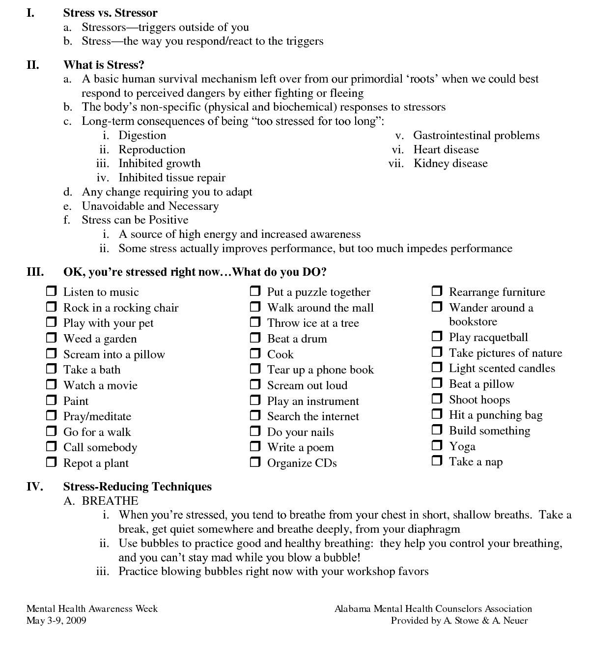 Free Printable Stress Management Worksheets Pdf