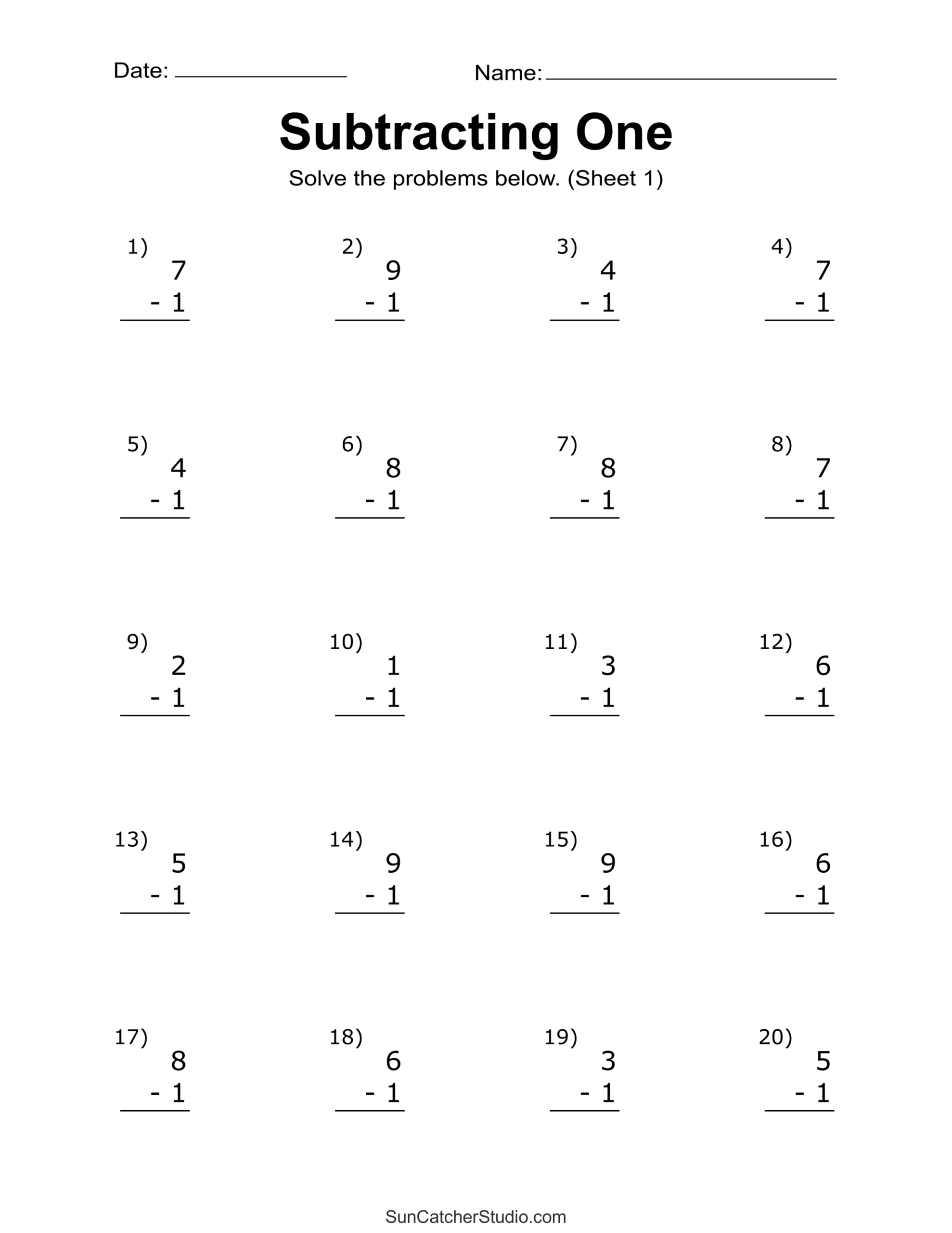 Math Worksheets For 1st Graders Printable