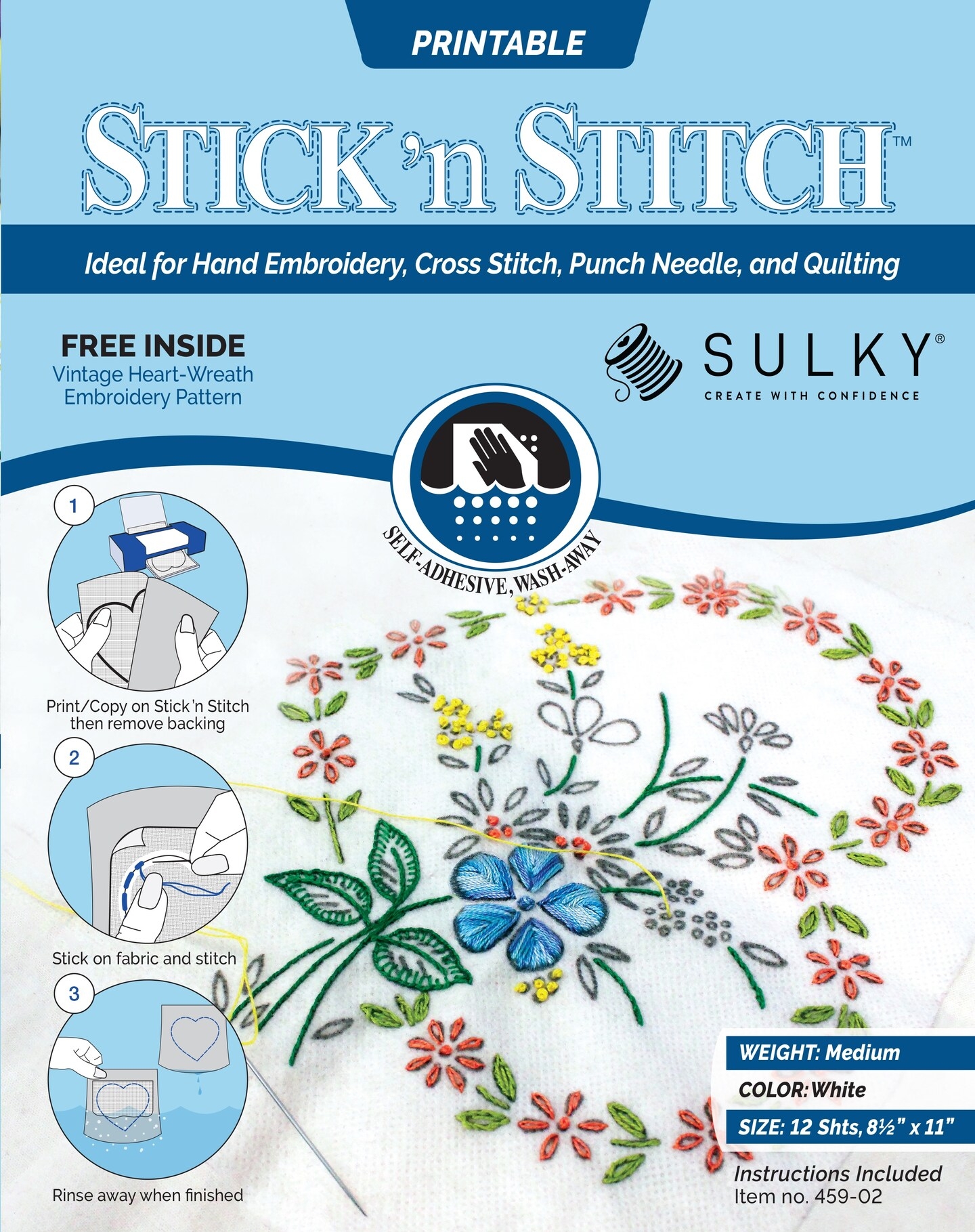 Sulky Stick n Stitch Printable Sheets 12 Pkg White 8 5 x11 Michaels