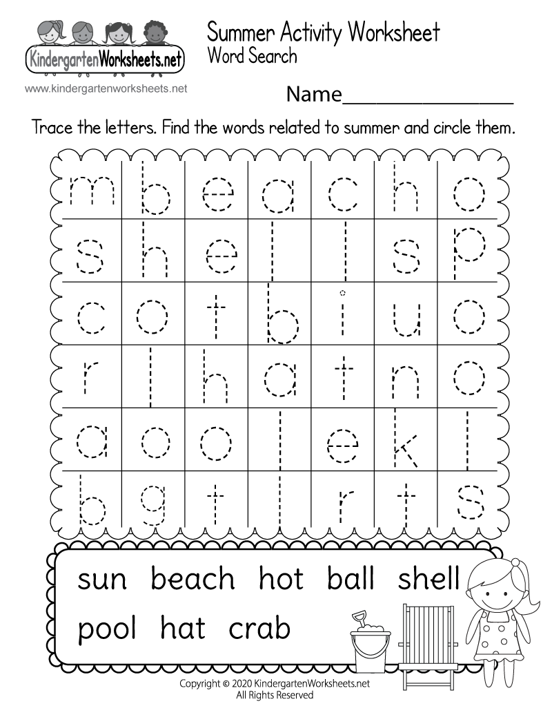 Summer Word Search Worksheet Free Printable Digital PDF