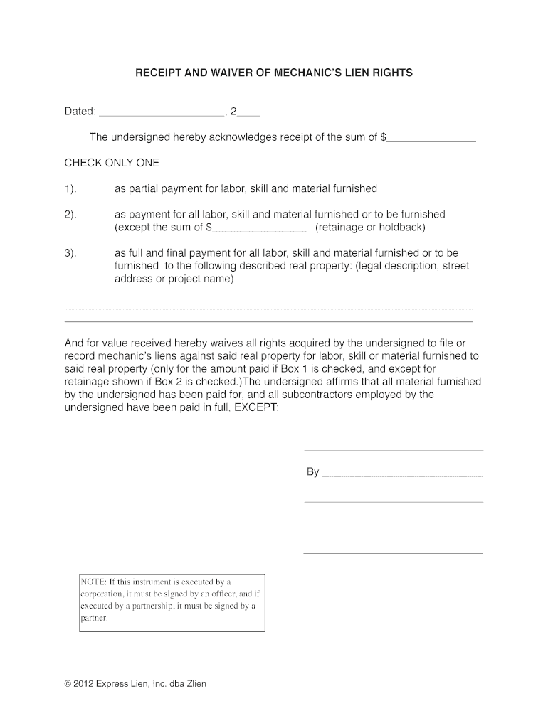 Supplier Lien Waiver Form Fill Online Printable Fillable Blank PdfFiller