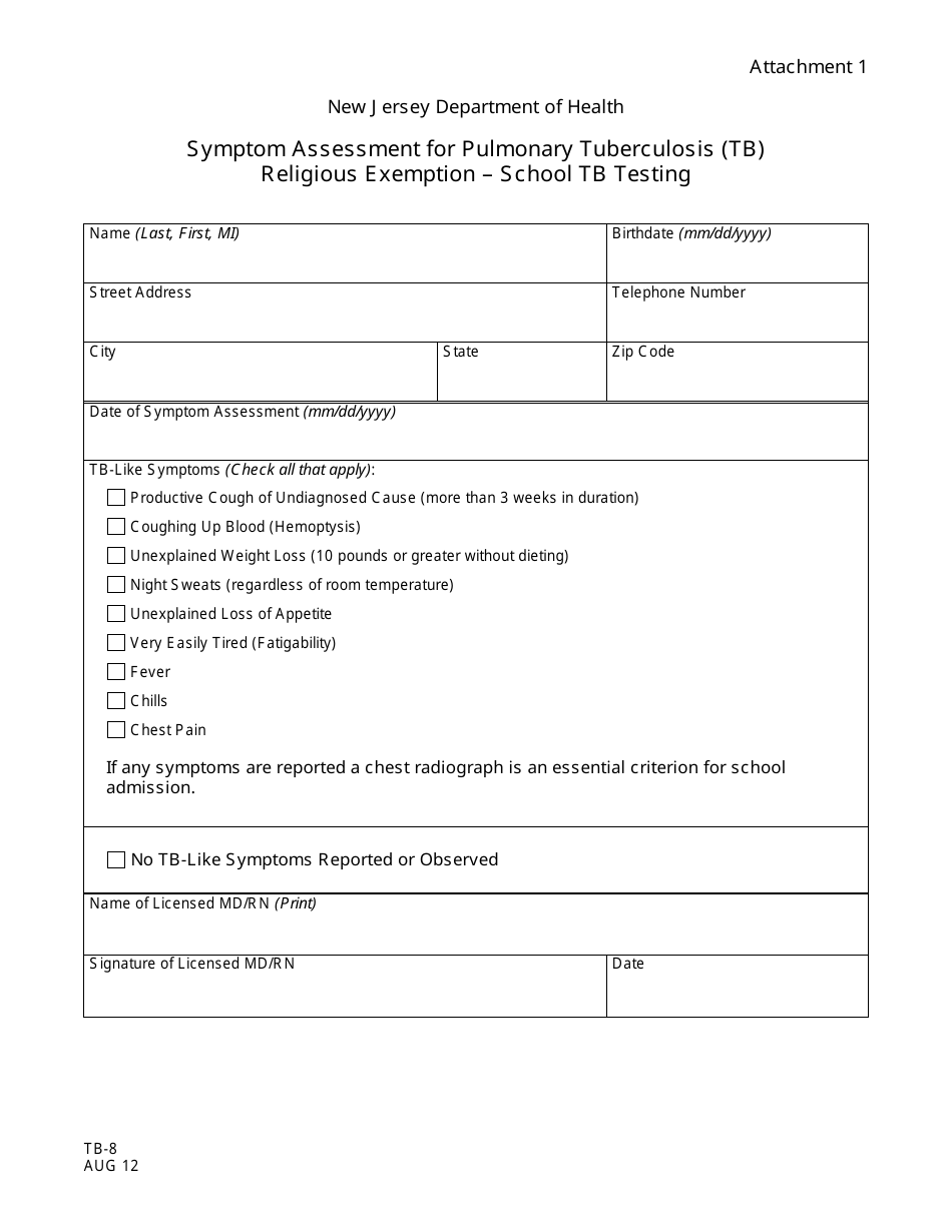 Free Printable Tb Test Form