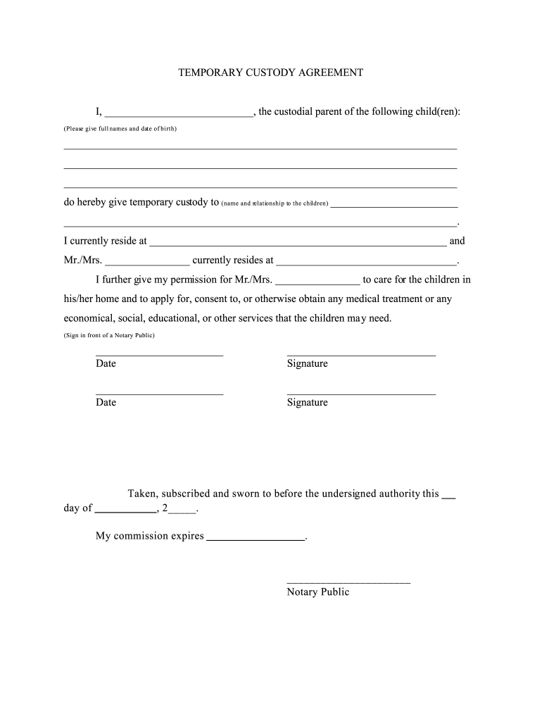 Temporary Guardianshp Fill Online Printable Fillable Blank PdfFiller