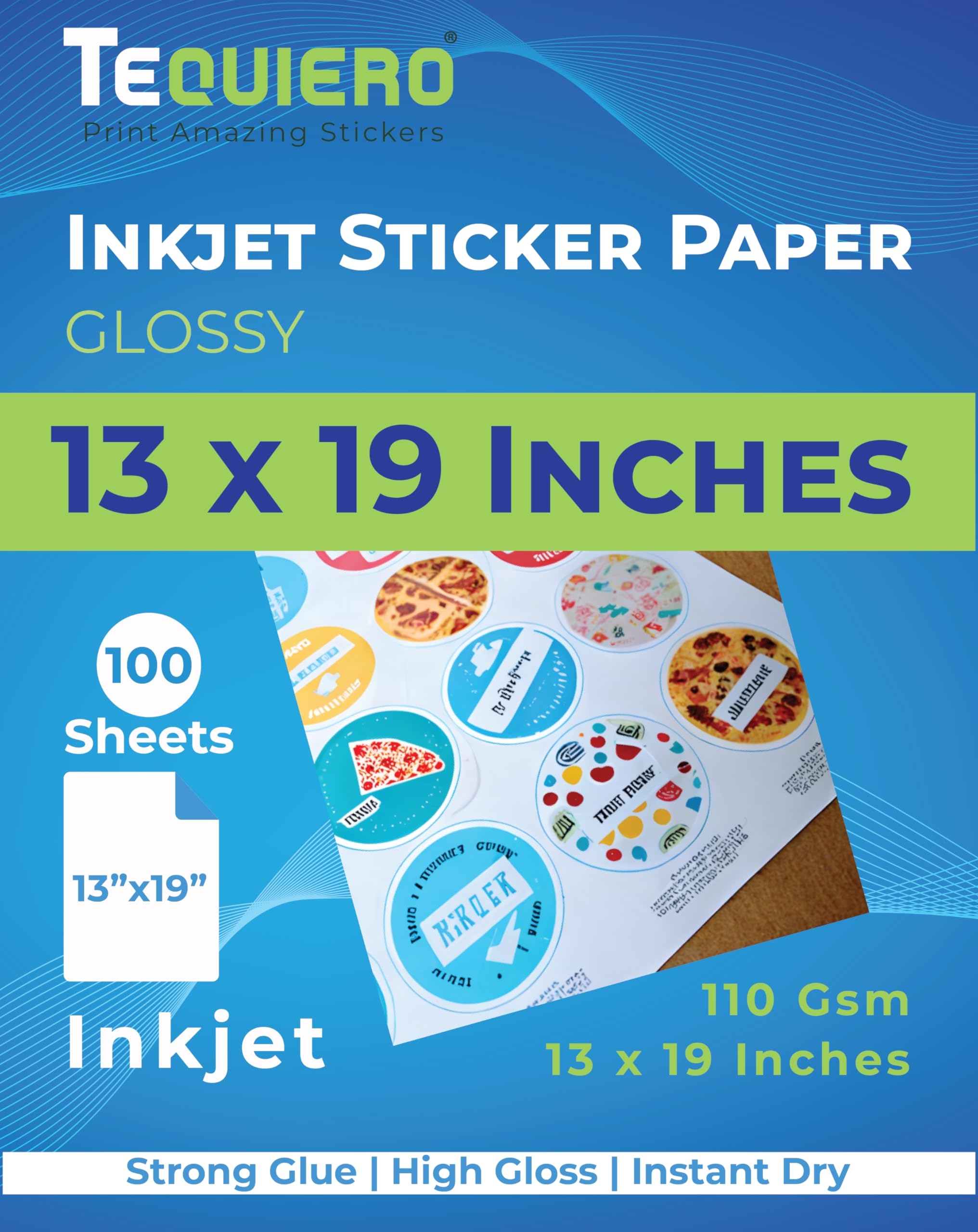 TeQuiero Glossy Inkjet Sticker Paper 13x19 Inches Self Adhesive Inkjet Photo Paper For A3 Size Printer 100 Sheets Amazon in Office Products