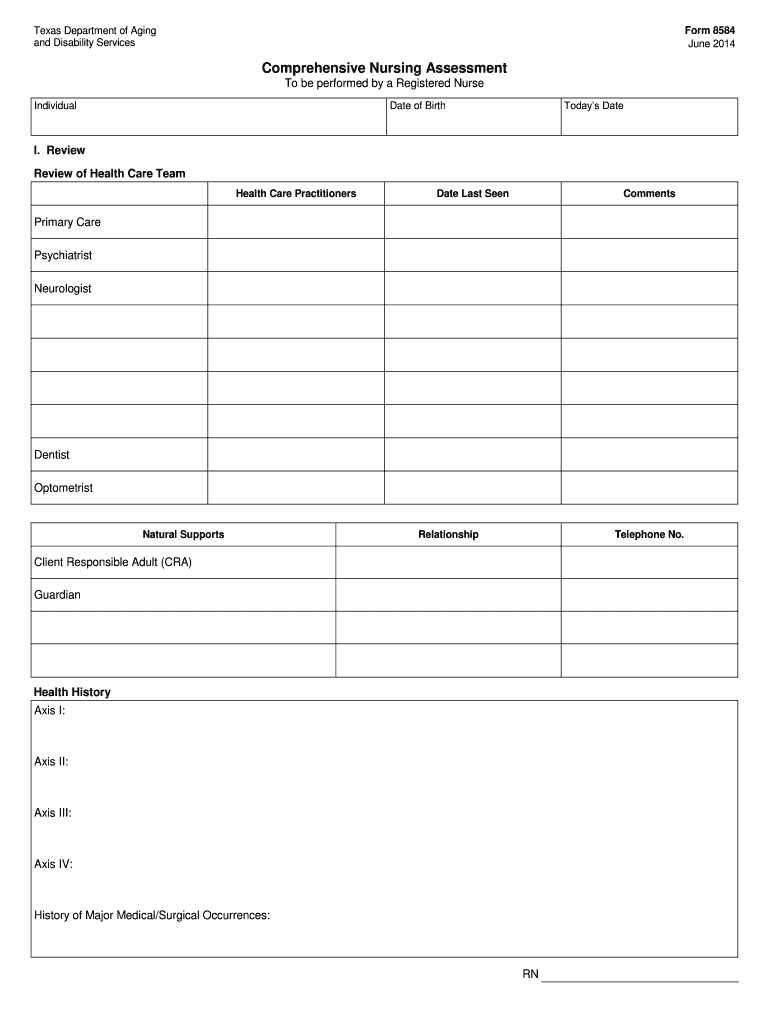 Texas Form 8584 Nursing Fill Online Printable Fillable Blank PdfFiller