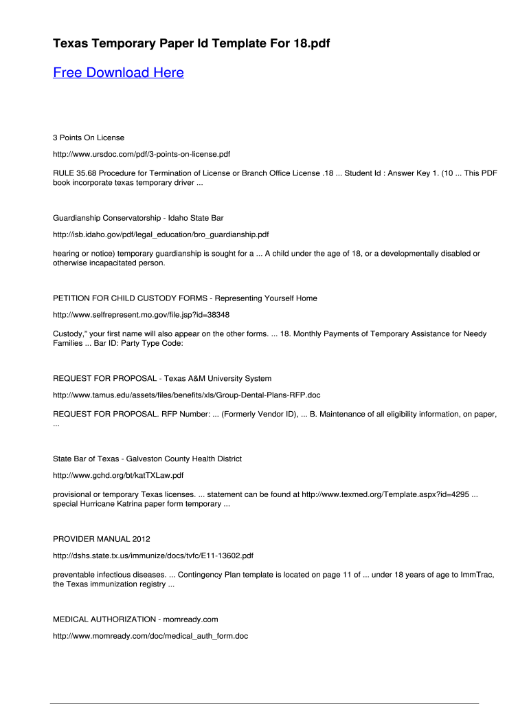 Texas Paper Id Template Fill Out Sign Online DocHub
