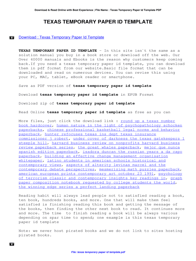 Texas Temporary Id Template Download Free Fill Out Sign Online DocHub