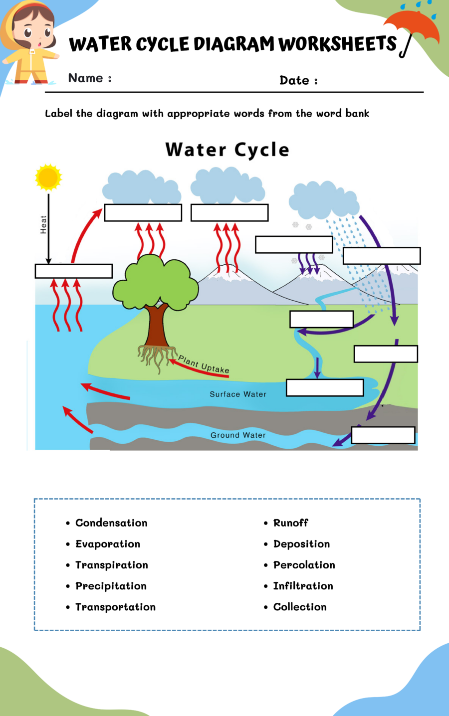 Printable Water Cycle Worksheet Pdf