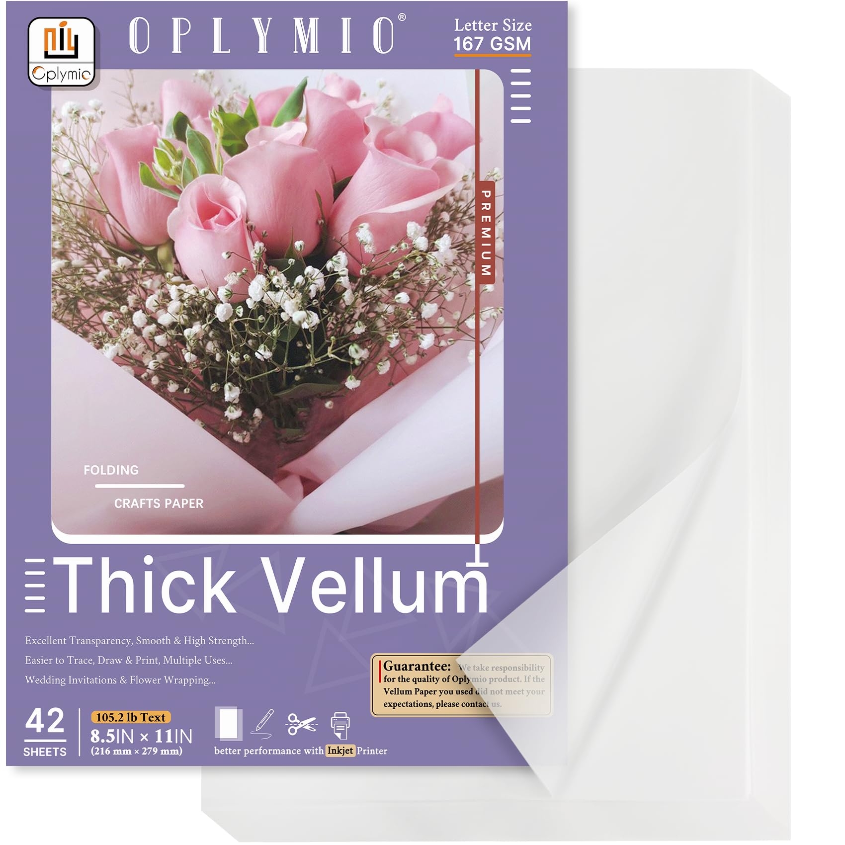 Thick Translucent Vellum Paper Oplymio 42 Sheets 167GSM Printable Tracing Ve EBay