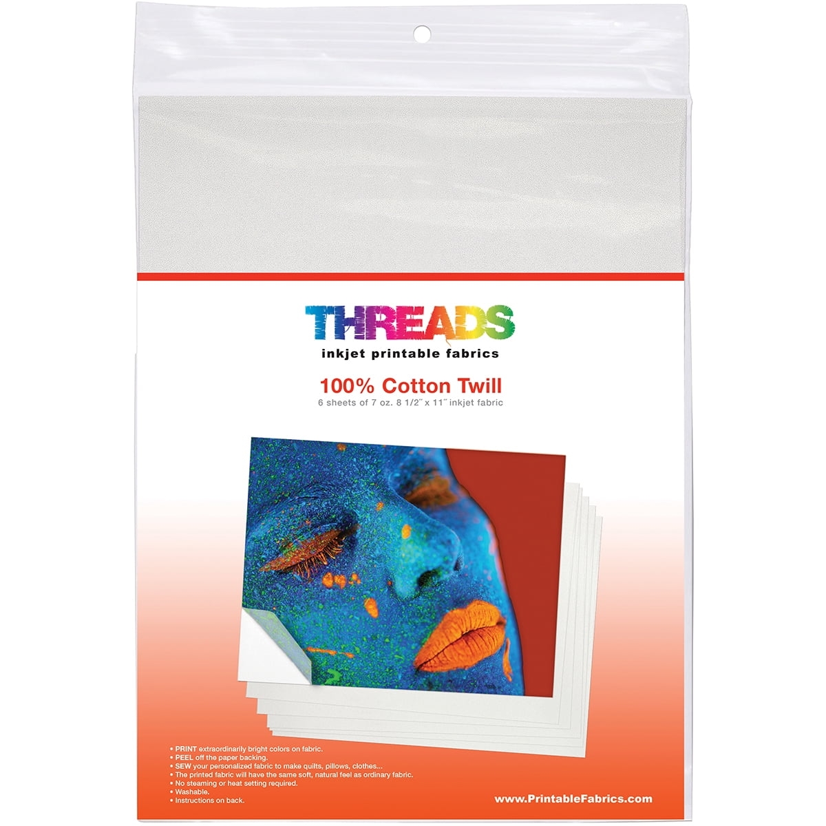 THREADS Inkjet Printable Fabric Sheets 8 5 X11 6 Pkg 100 Cotton Twill Walmart