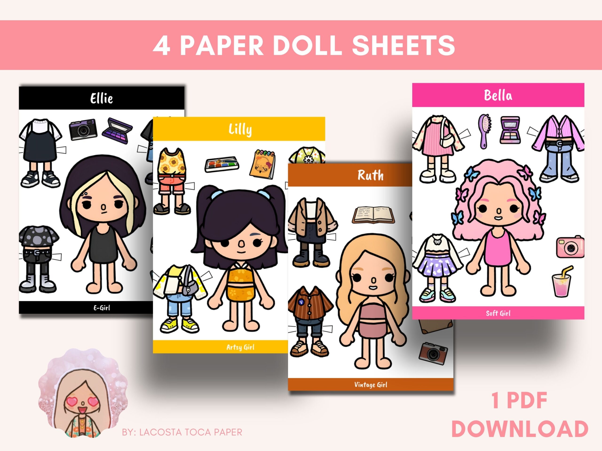 Toca Boca Dress Up Paper Doll Printable Template Etsy