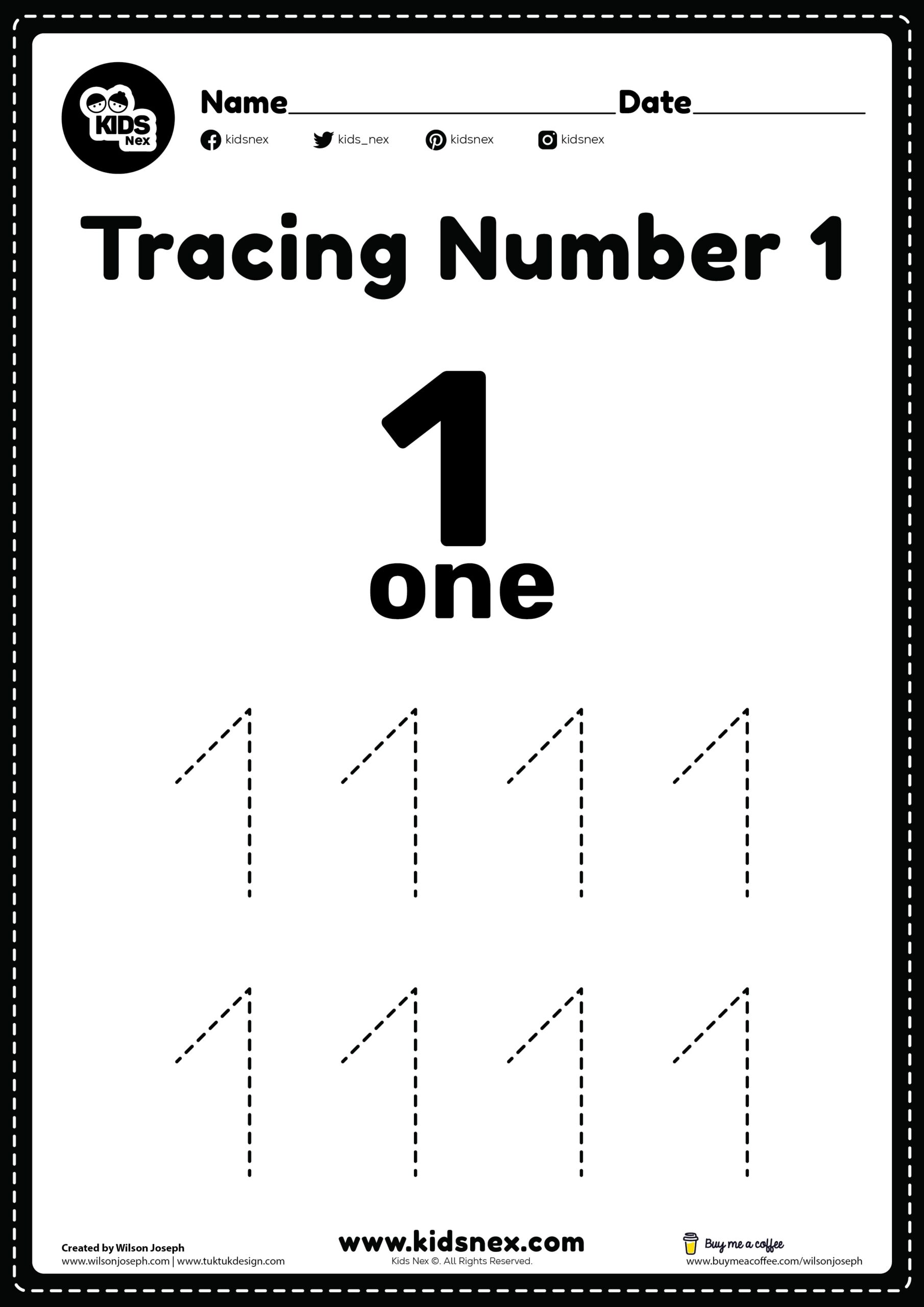 Free Printable Number 1 Worksheets For Preschool