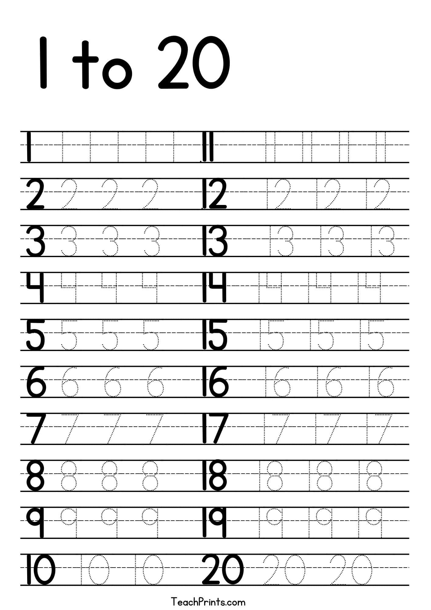 Free Printable Tracing Numbers Worksheets