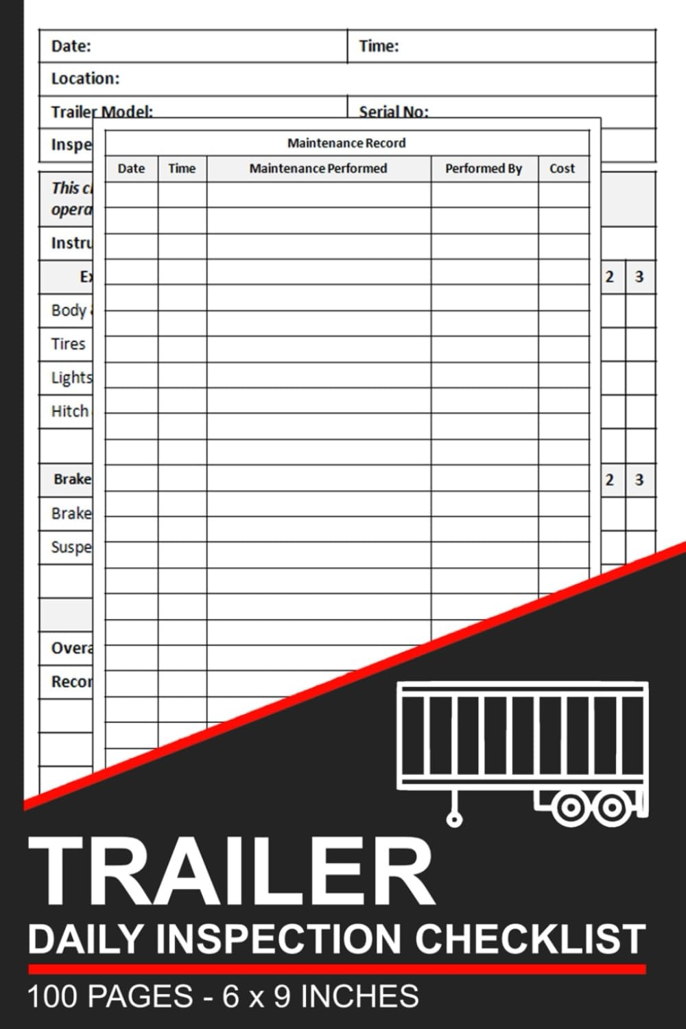 Trailer Daily Inspection Checklist Trailer Pre Trip Inspection Report Book Trailer Safety And Maintenance Inspection Forms Publishing Lsam Fa Amazon Books