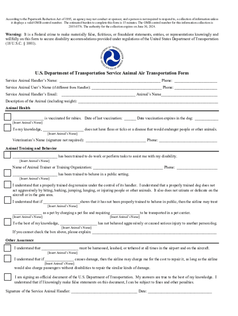 Tsa Service Dog Form Fill Out Sign Online DocHub