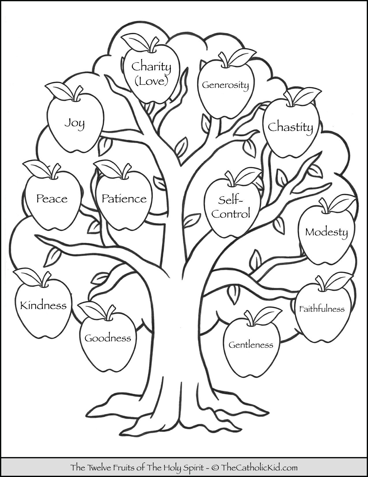 Twelve Fruits Of The Holy Spirit Coloring Page TheCatholicKid