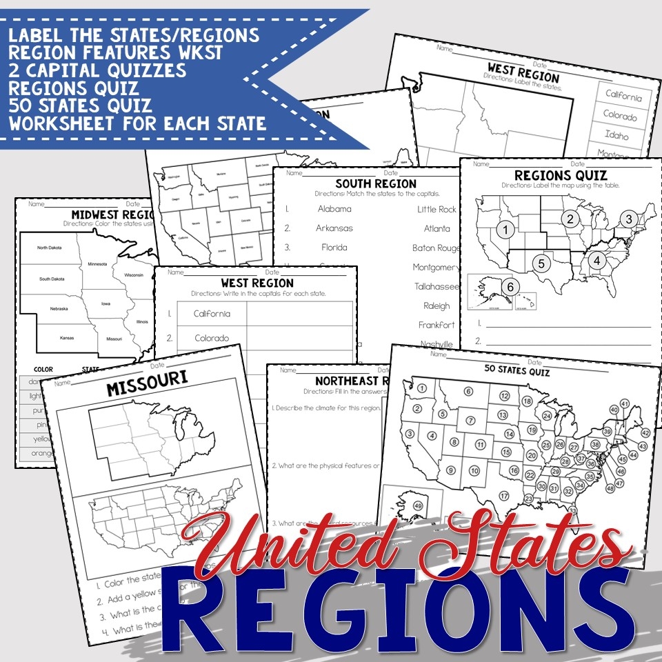 Free Printable U.S. Regions Worksheets