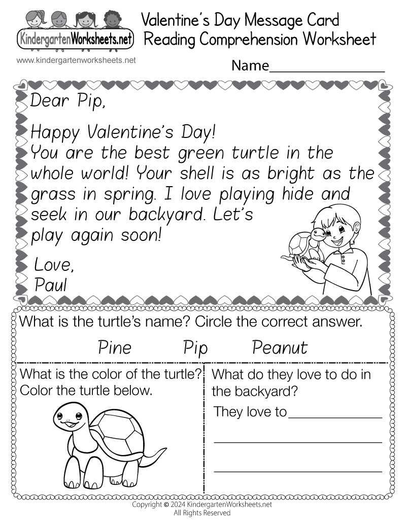 Free Printable Reading Comprehension Worksheets For Kindergarten