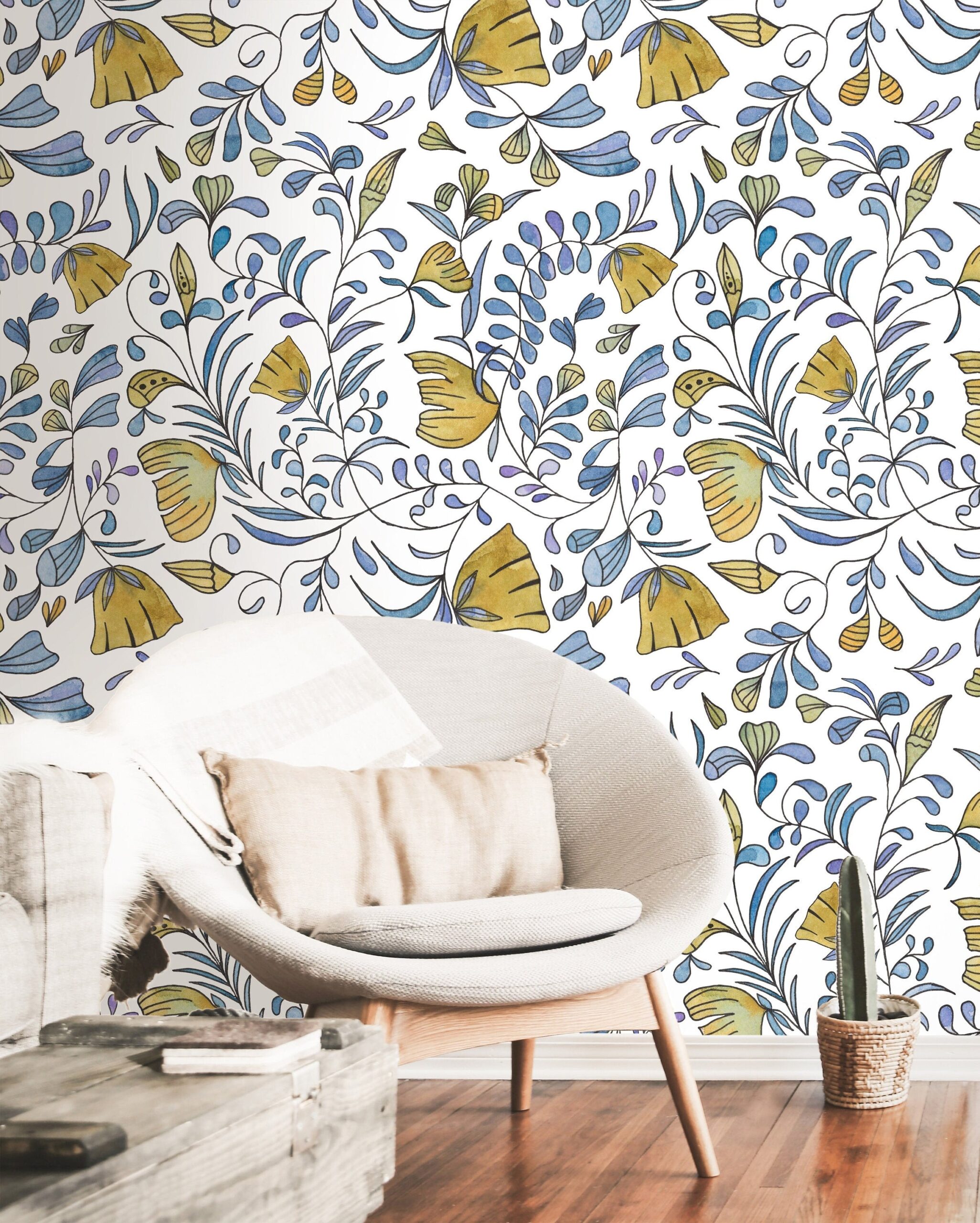 Vintage Floral Wallpaper Peel And Stick Wallpaper Removable Wallpaper Wall Decor Home Decor Wall Art Printable Wall Art Room Decor 63 JamesAndColors James And Colors