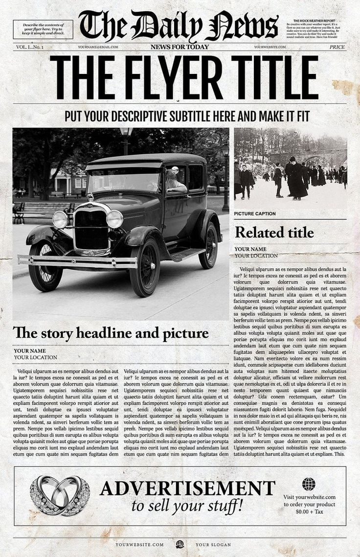 Vintage Newspaper Template For Adobe Photoshop 1 Page 11x17 Inches Etsy