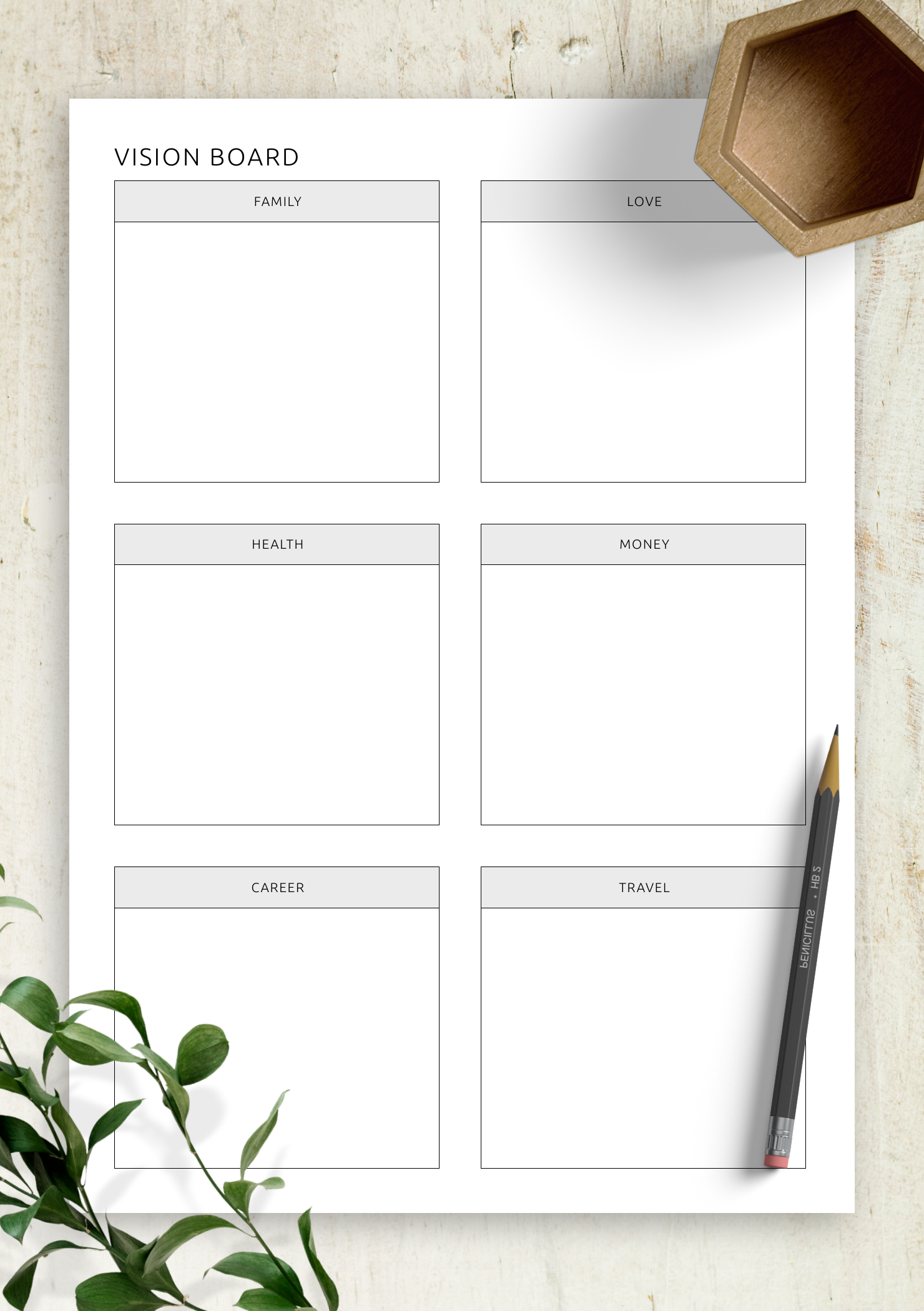 vision board template inspiring customizable pdf layout