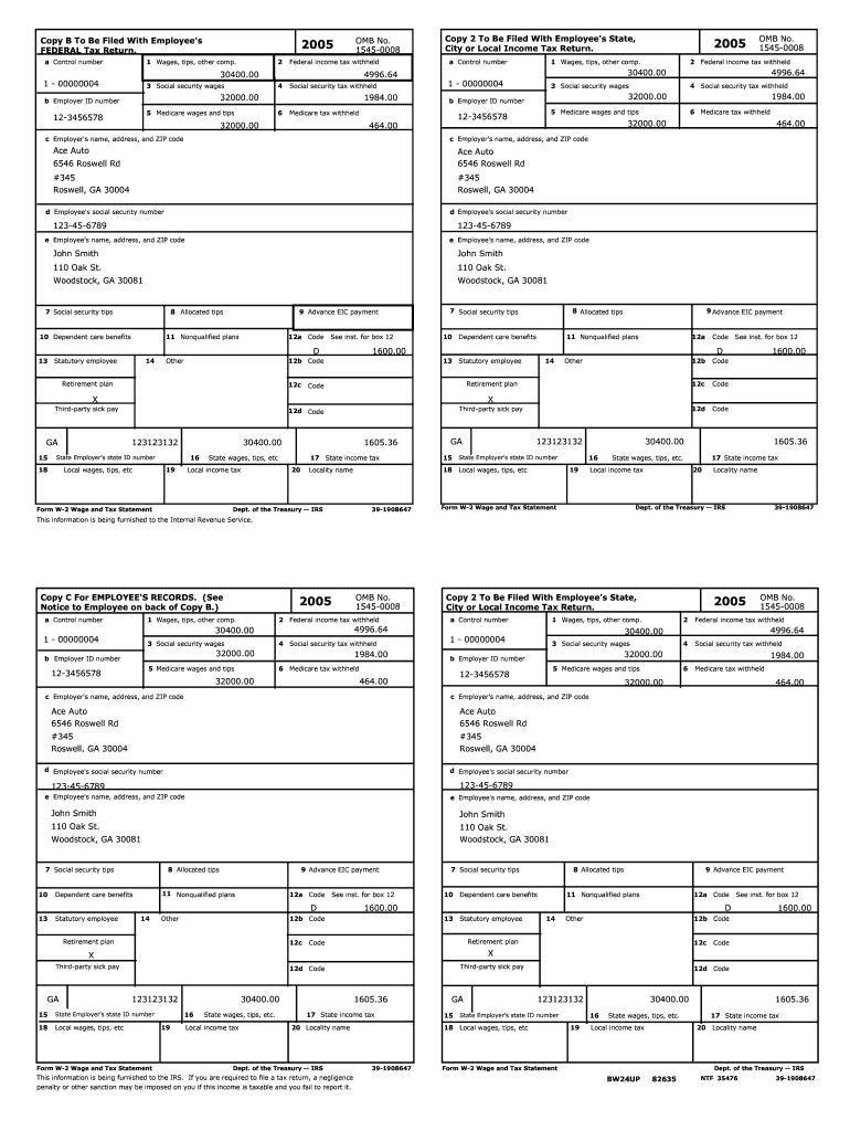 W2 Fill Out Sign Online DocHub
