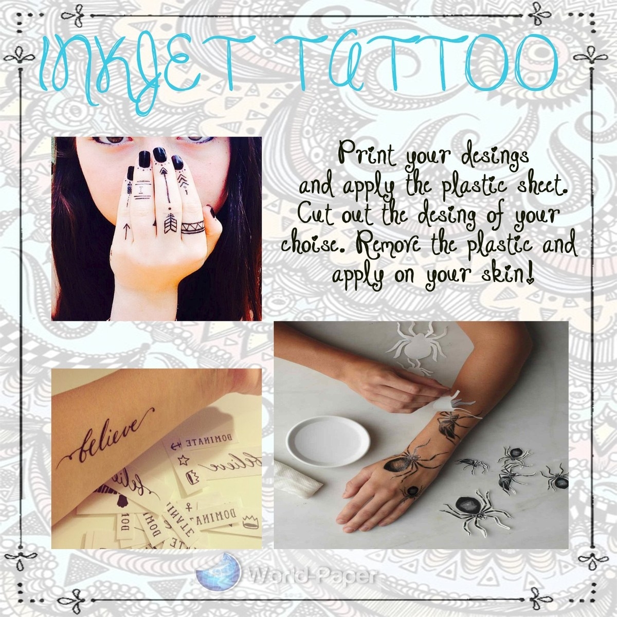 Waterslide Temporary Tattoo Paper Print You Own Tattoo EBay