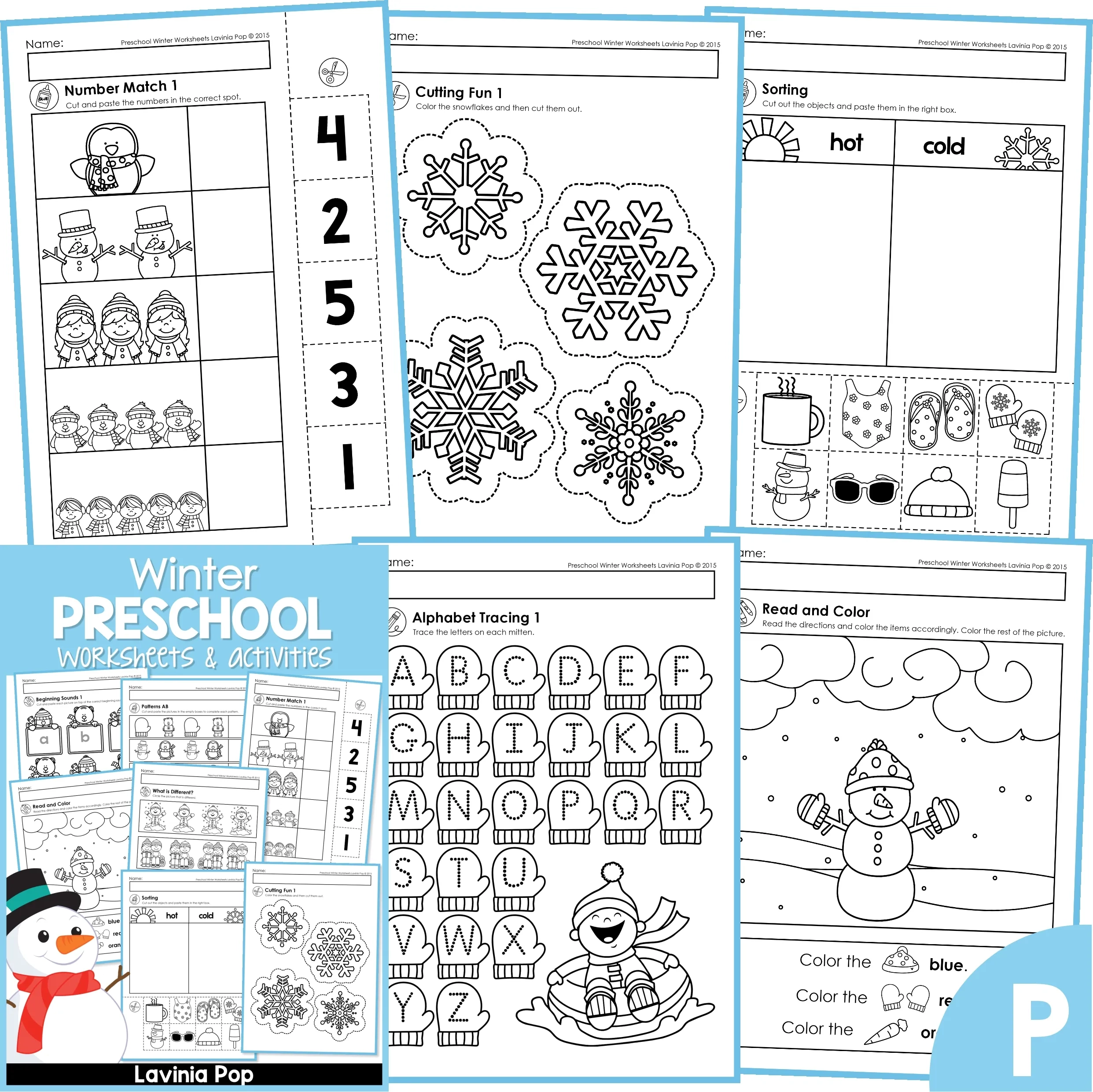 winter preschool worksheets and activities no prep