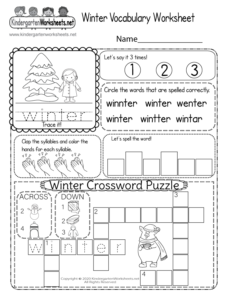 Winter Vocabulary Worksheet Free Printable Digital PDF
