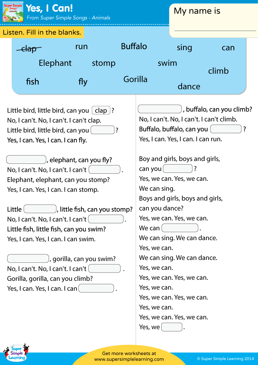 Free Printable Fill In The Blank Worksheets